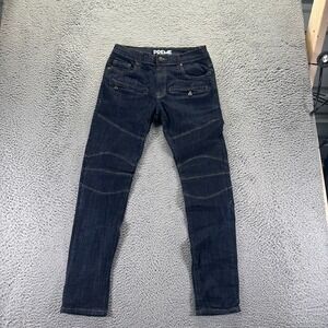 Preme Jeans Mens 34x33 Blue Cotton Denim Straight Biker Workwear Travel Stretch